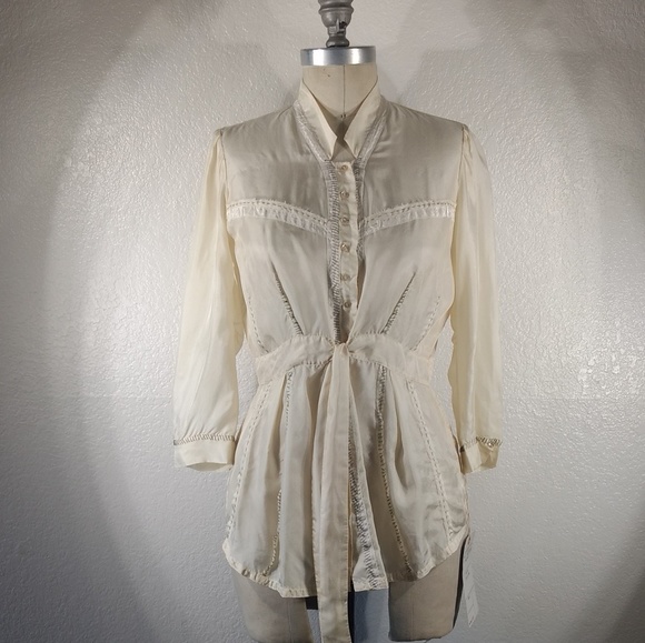 Pete & Greta by Johnny Was Silk Ulla Peplum Top XS NWT - Picture 2 of 5